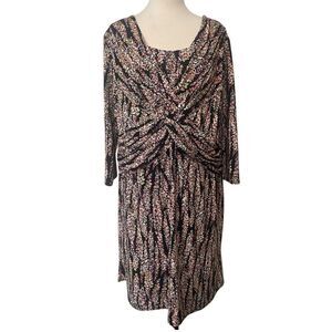 B-Slim Womens Size 2X Floral Slinky Knit Slimming Dress Built-in Shapewear